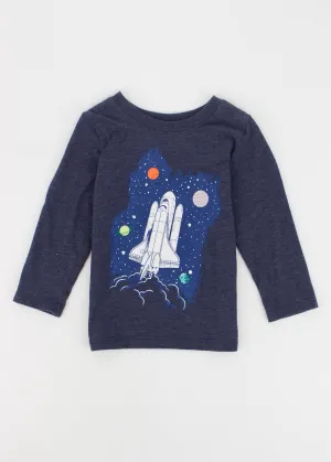 Kinder Jungen Grafik bedrucktes Oberteil, Marineblau