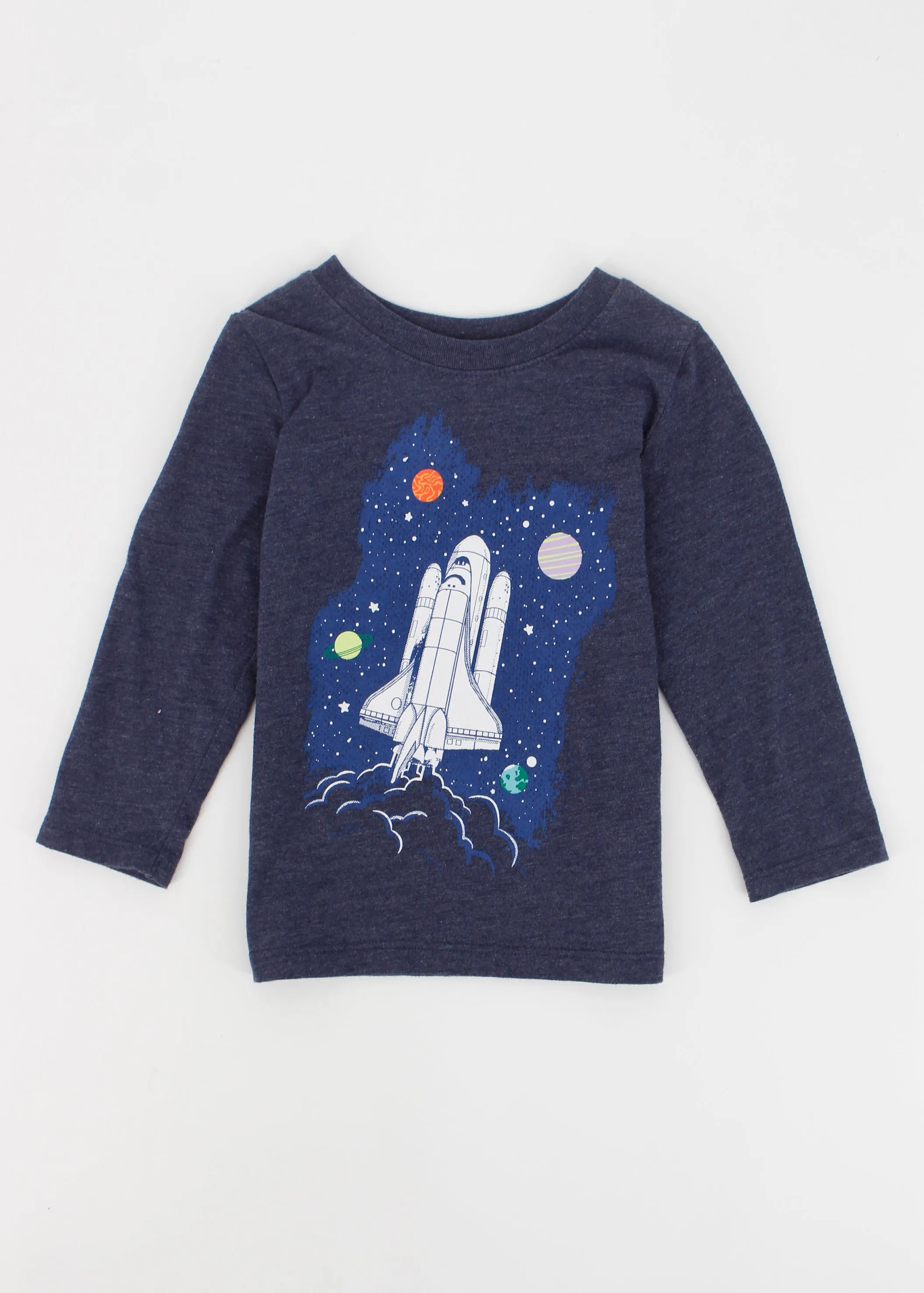 Kinder Jungen Grafik bedrucktes Oberteil, Marineblau