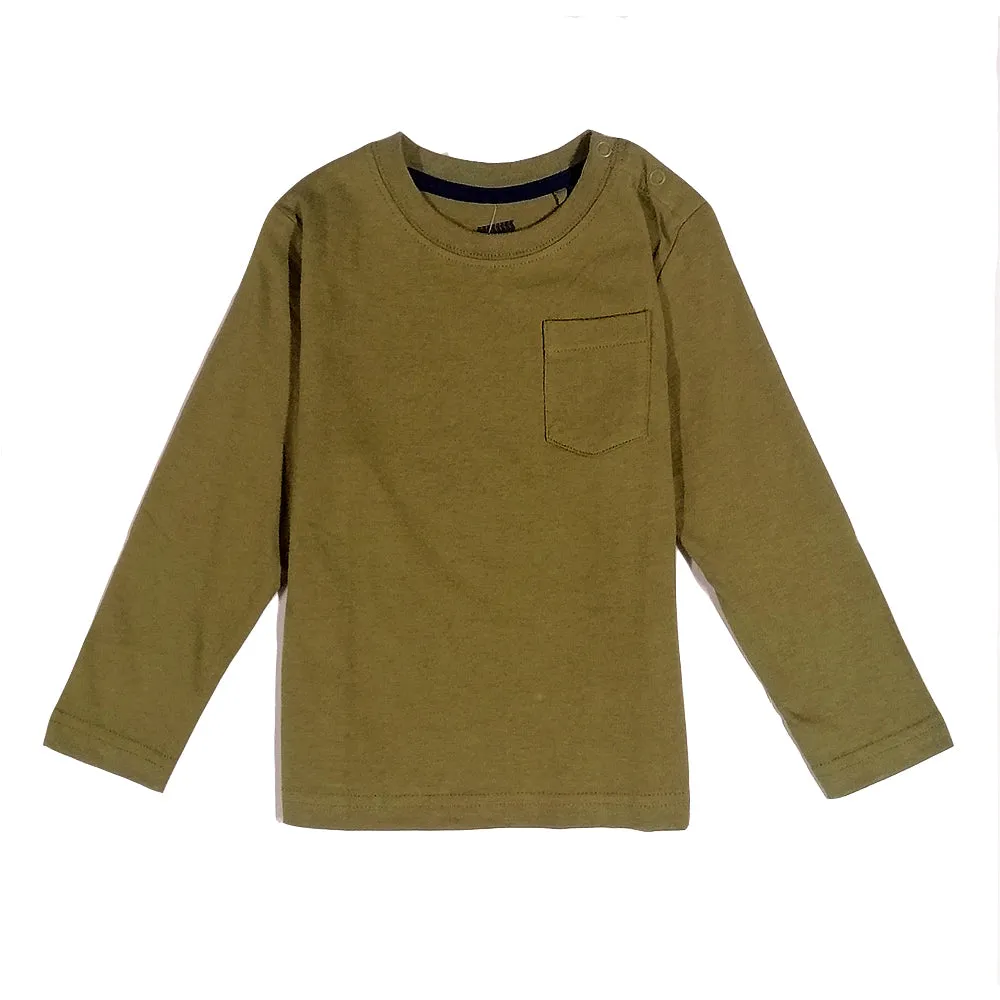Kinder Jungen Einfarbiges Oberteil, Olive