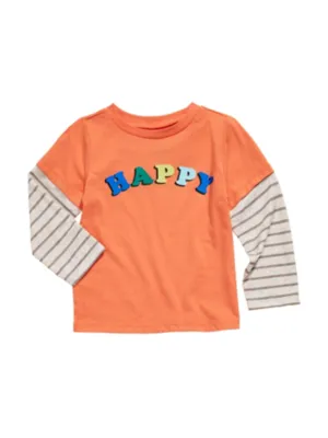 Kinder Jungen Bedrucktes Oberteil, Orange