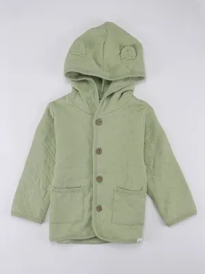 Kinder Mädchen Kapuzenpullover mit Knopfverschluss, Hellgrün