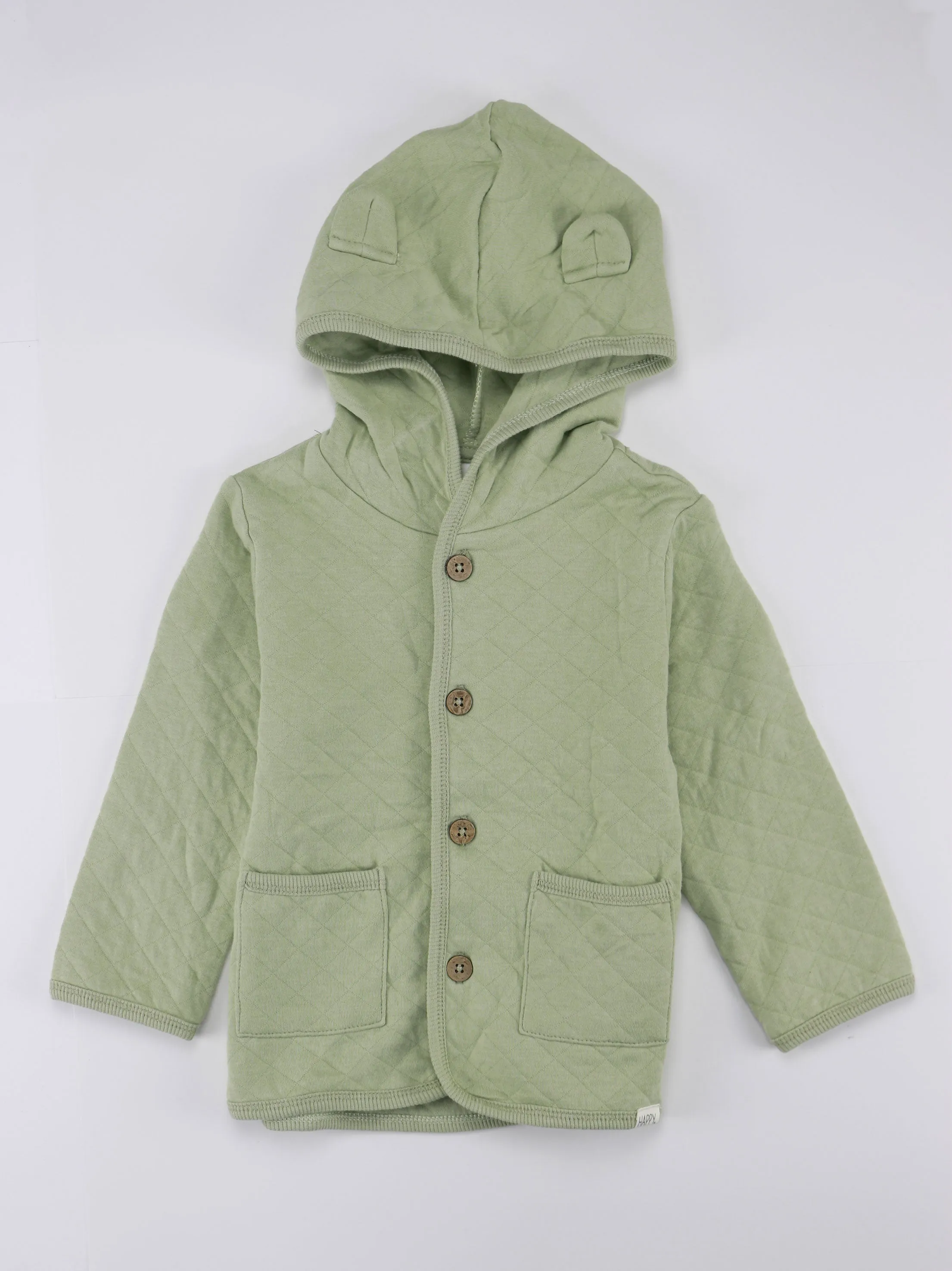 Kinder Mädchen Kapuzenpullover mit Knopfverschluss, Hellgrün