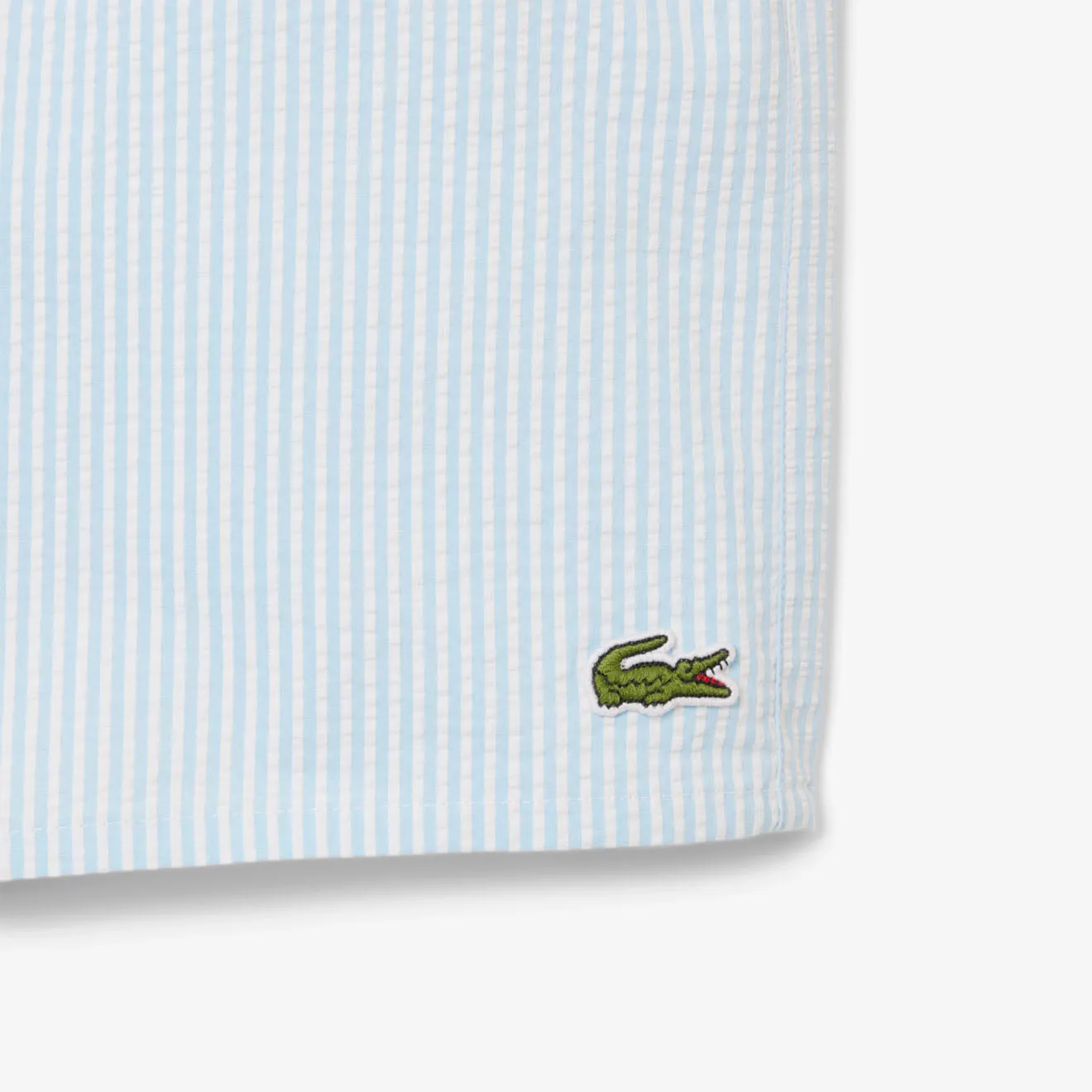 Lacoste Mid Length Striped Textured Swim Trunks Weiß/Hellblau