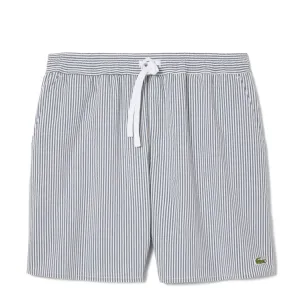 Lacoste Mid Length Striped Textured Swim Trunks Weiß/Marine