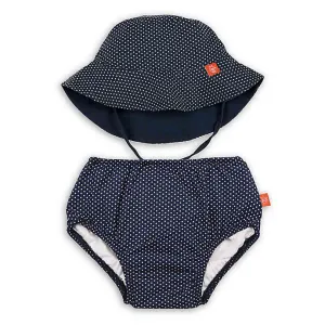 Lassig Schwimmwindel & Hut-Set Punkte Marine