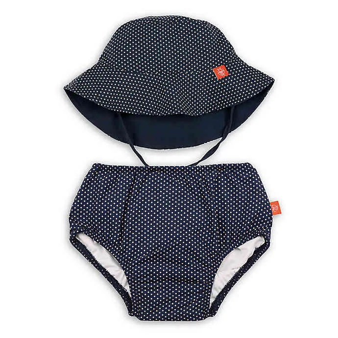 Lassig Schwimmwindel & Hut-Set Punkte Marine