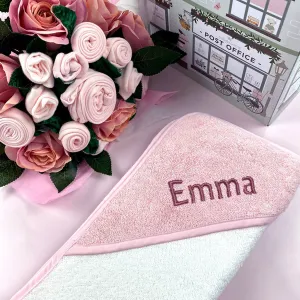 Luxus Rosen Babykleidung Strauß und personalisiertes Babyhandtuch - Rosa