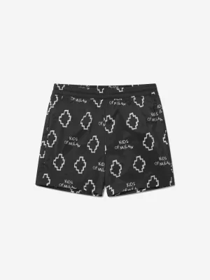 Marcelo Burlon Boys Logo Print Badeshorts