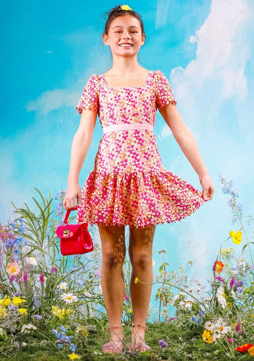 Marlo Girls Pixie Besticktes Kleid in Mehrfarben