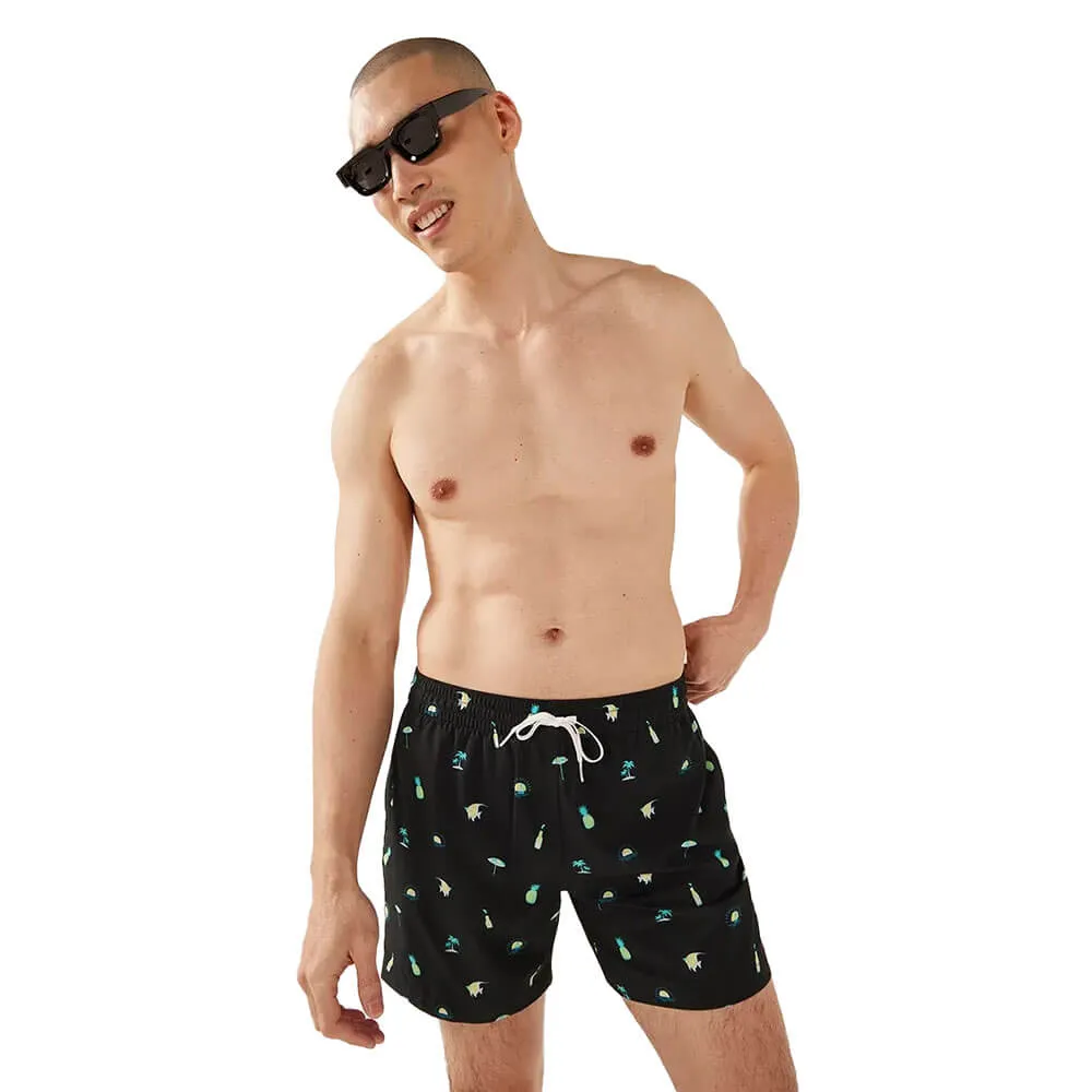 Mens Johnnie-O Chubbies 5,5-Zoll Die Strand-Essentials Badeshorts - Schwarz - Musterbasis (Karo)