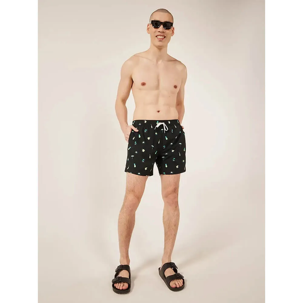 Mens Johnnie-O Chubbies 5,5-Zoll Die Strand-Essentials Badeshorts - Schwarz - Musterbasis (Karo)