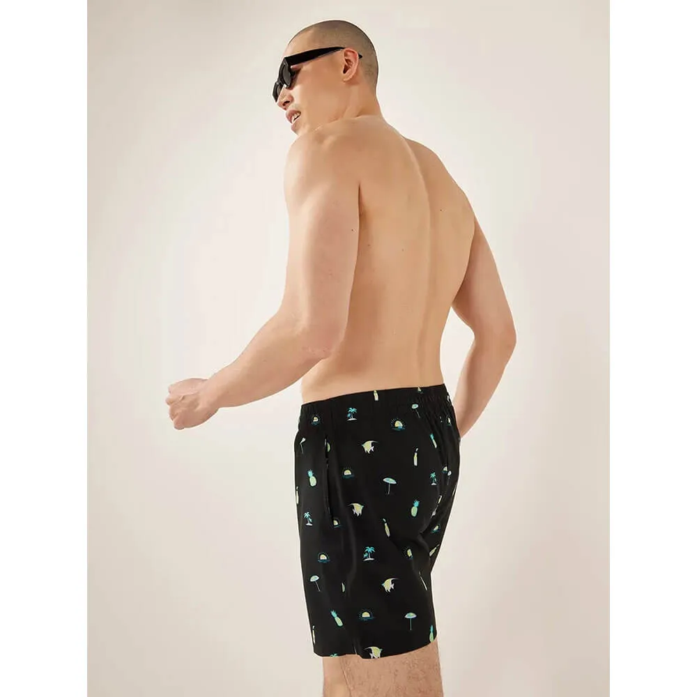 Mens Johnnie-O Chubbies 5,5-Zoll Die Strand-Essentials Badeshorts - Schwarz - Musterbasis (Karo)