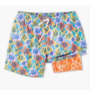 Mens Johnnie-O Chubbies 5,5-Zoll The Fish Tanks Badeshorts - Leuchtendes Blau