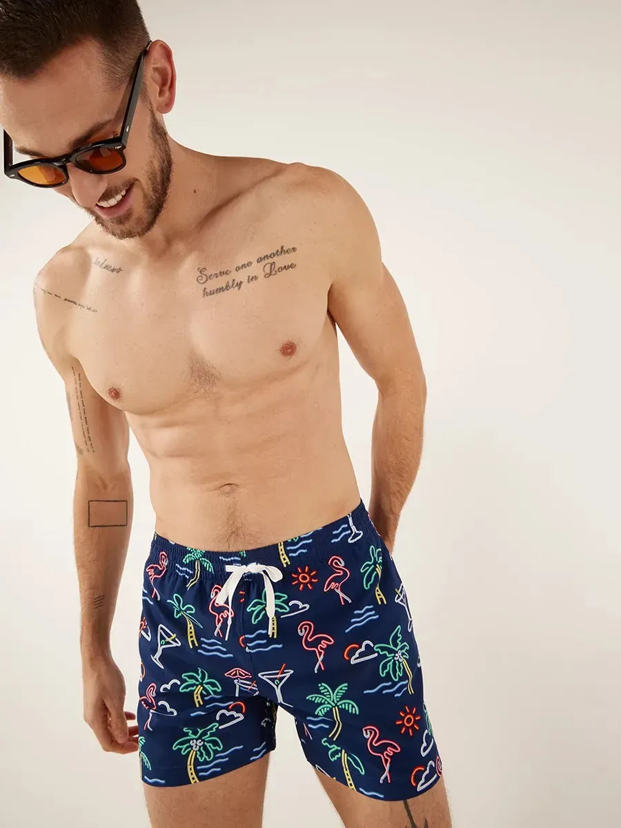 Herren Johnnie-O Chubbies 5,5-Zoll The Neon Lights Badeshorts - Marine