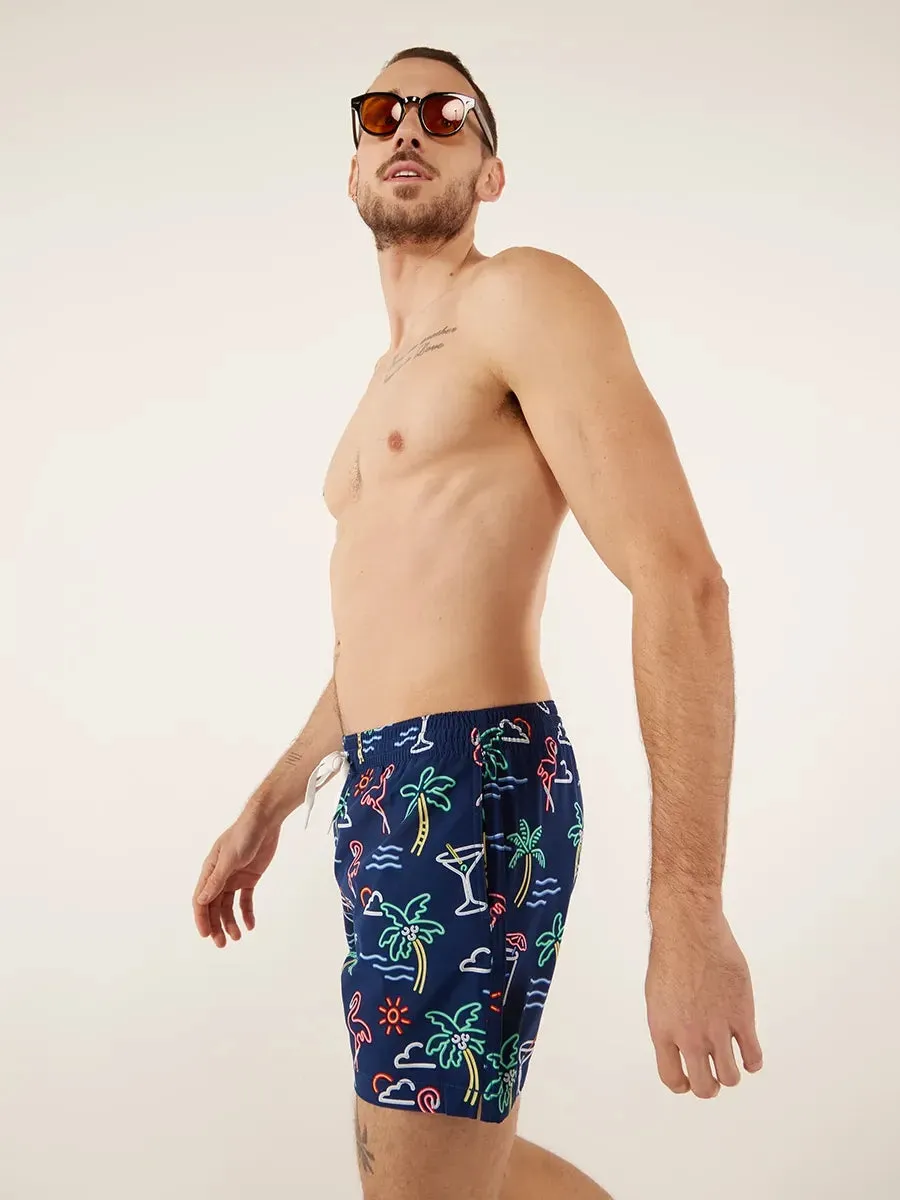 Herren Johnnie-O Chubbies 5,5-Zoll The Neon Lights Badeshorts - Marine