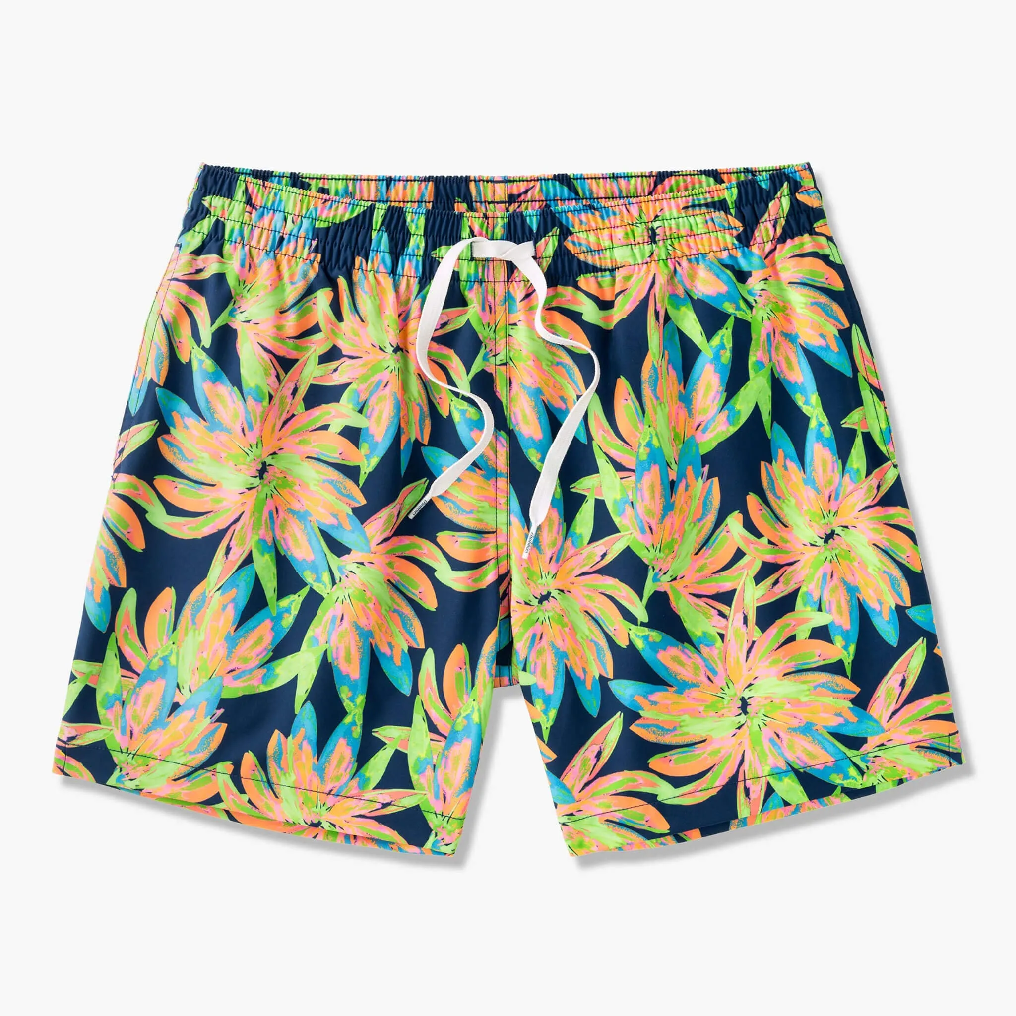 Mens Johnnie-O Chubbies 5,5-Zoll The Ocean Flowers Badeshorts - Knallgrün - Musterbasis (Enthält Karos)