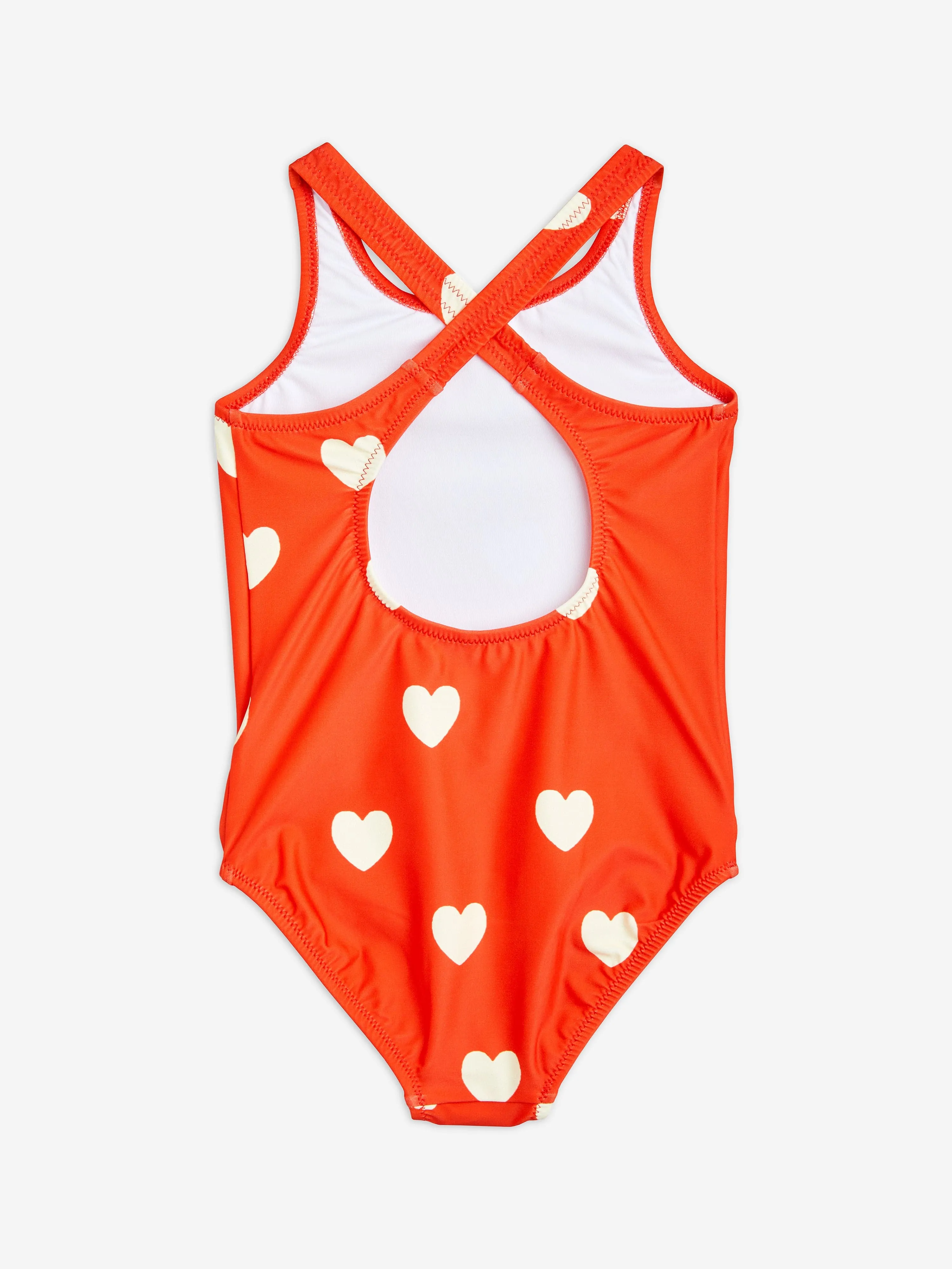 Mini Rodini Mädchen Badeanzug mit Herzprint in Rot