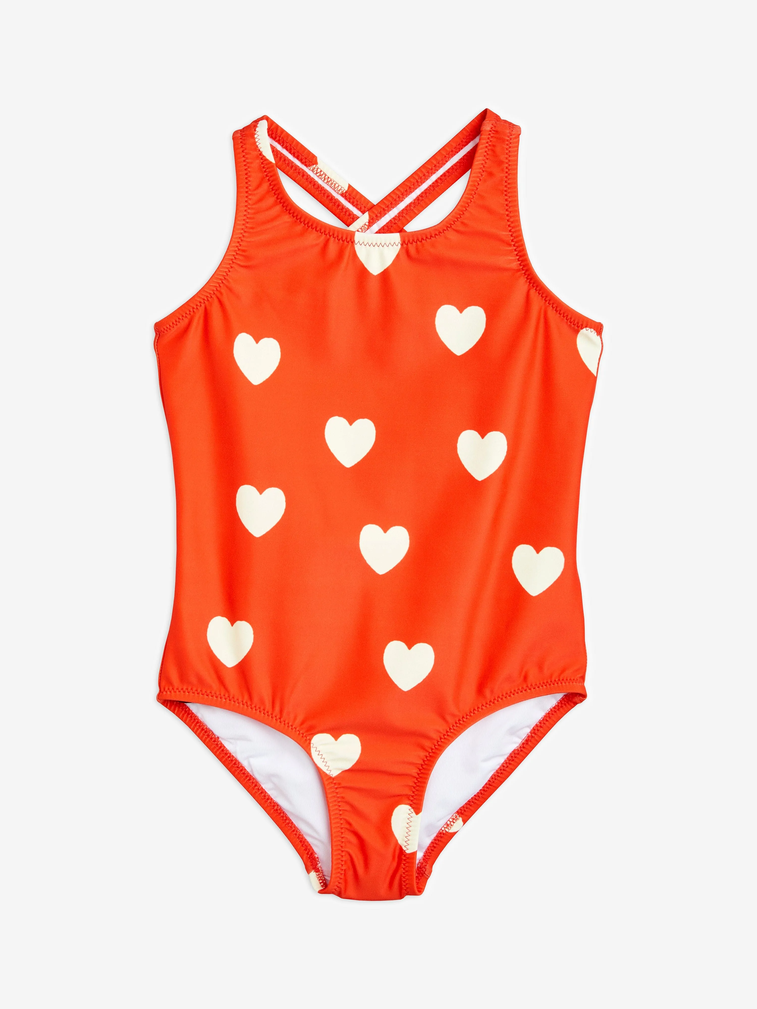 Mini Rodini Mädchen Badeanzug mit Herzprint in Rot