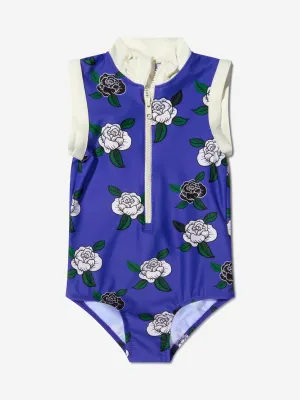 Mini Rodini Mädchen Badeanzug mit Reißverschluss und Rosenprint