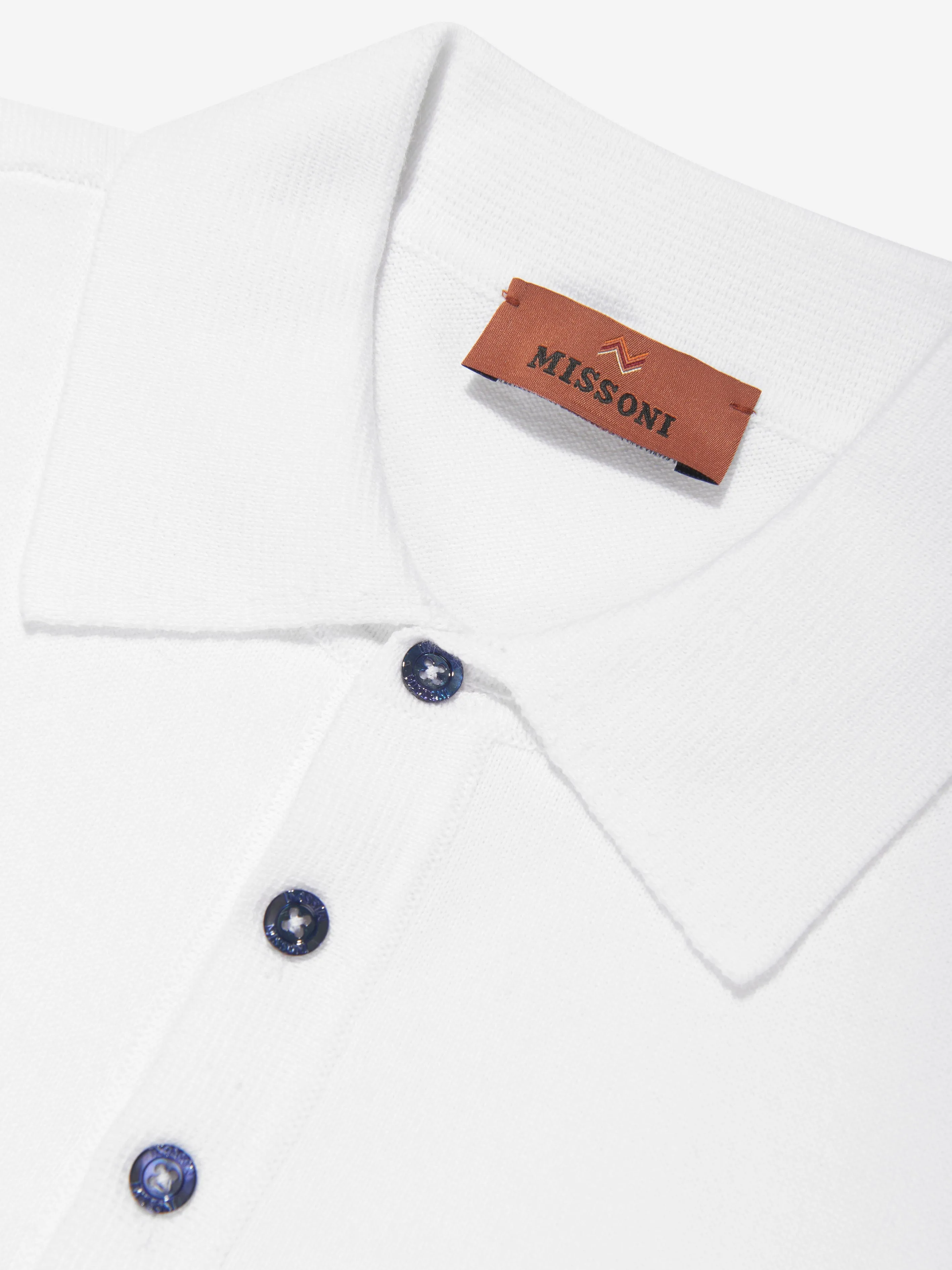 Missoni Boys Zickzack-Strick-Polohemd in Weiß