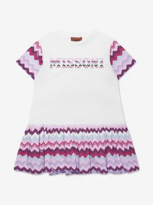 Missoni Girls Zickzack-Jerseykleid in Weiß