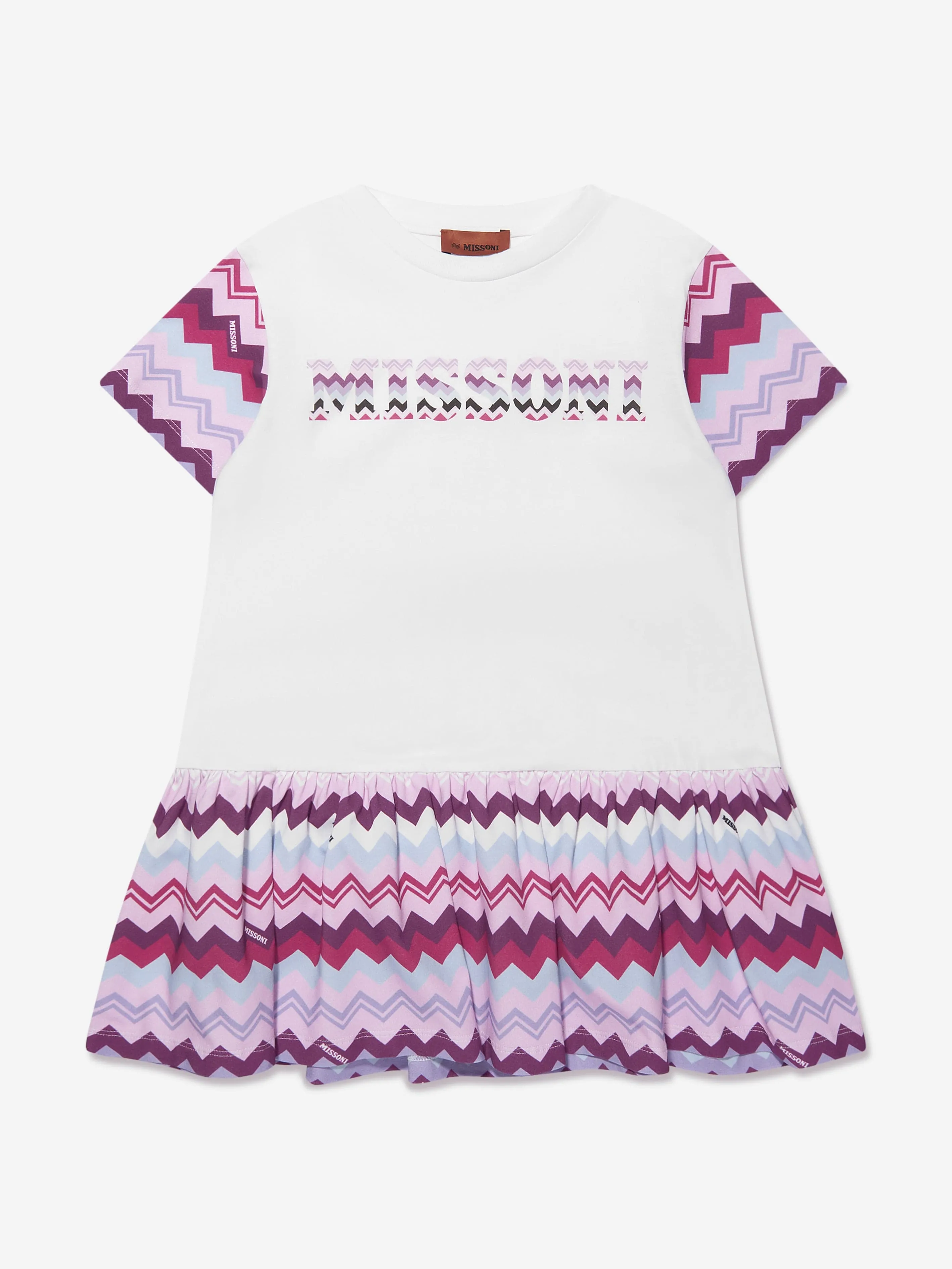 Missoni Girls Zickzack-Jerseykleid in Weiß