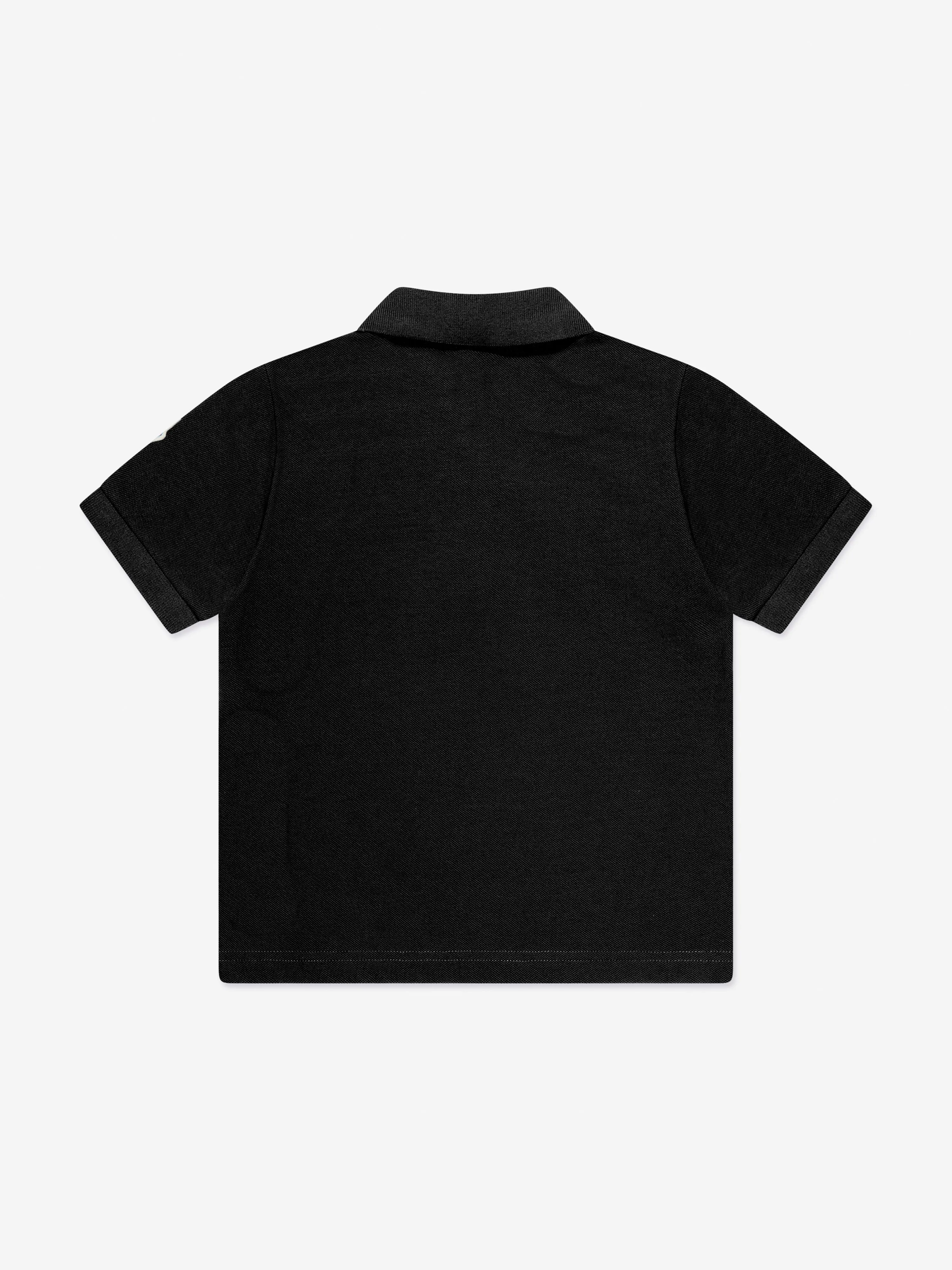Moncler Enfant Jungen Logo Polo-Shirt in Schwarz