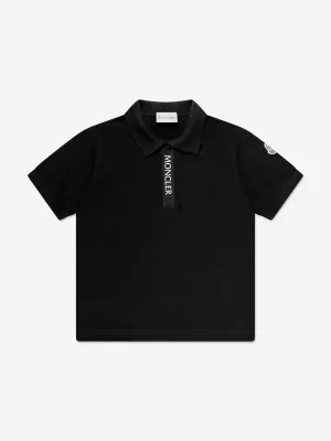 Moncler Enfant Jungen Logo Polo-Shirt in Schwarz