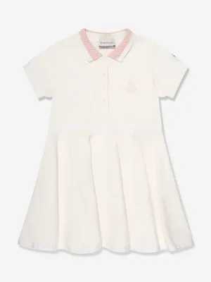 Moncler Enfant Mädchen Logo Polo-Kleid in Weiß