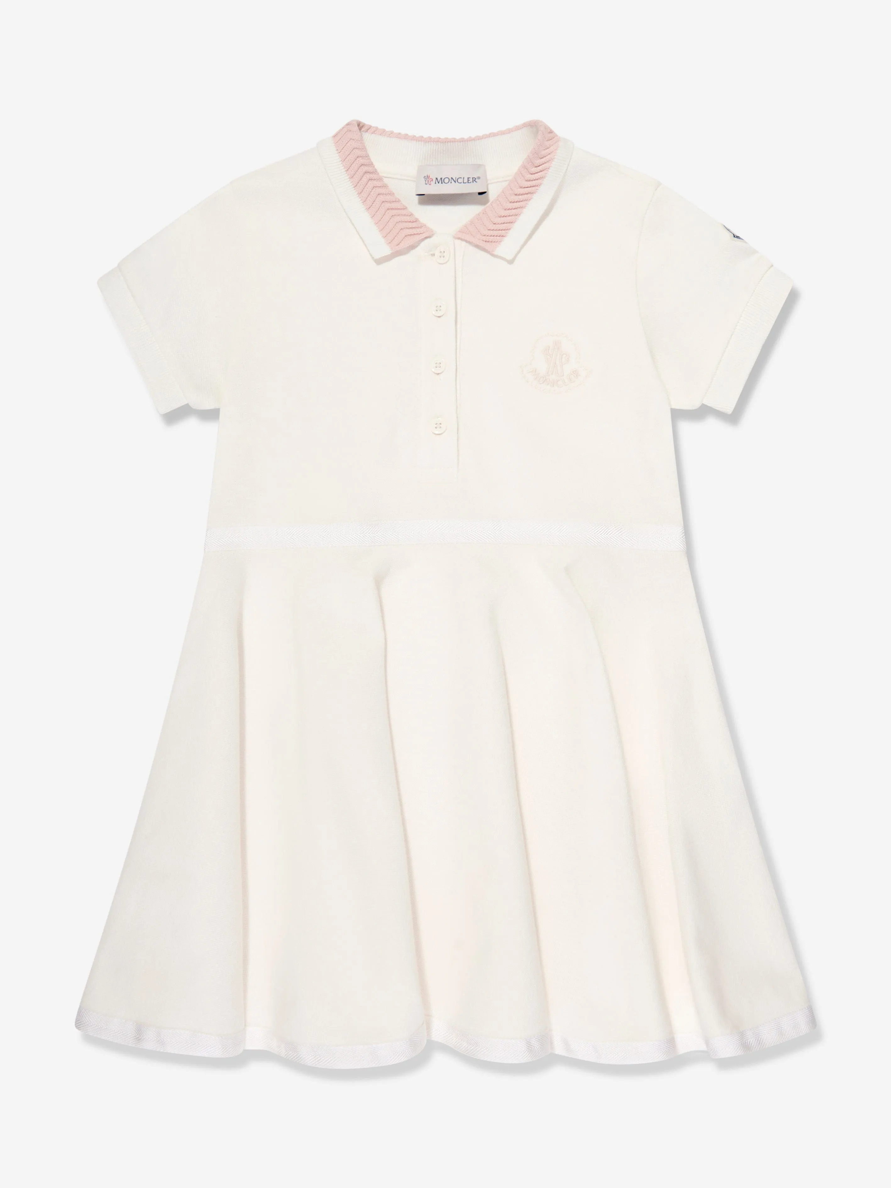 Moncler Enfant Mädchen Logo Polo-Kleid in Weiß
