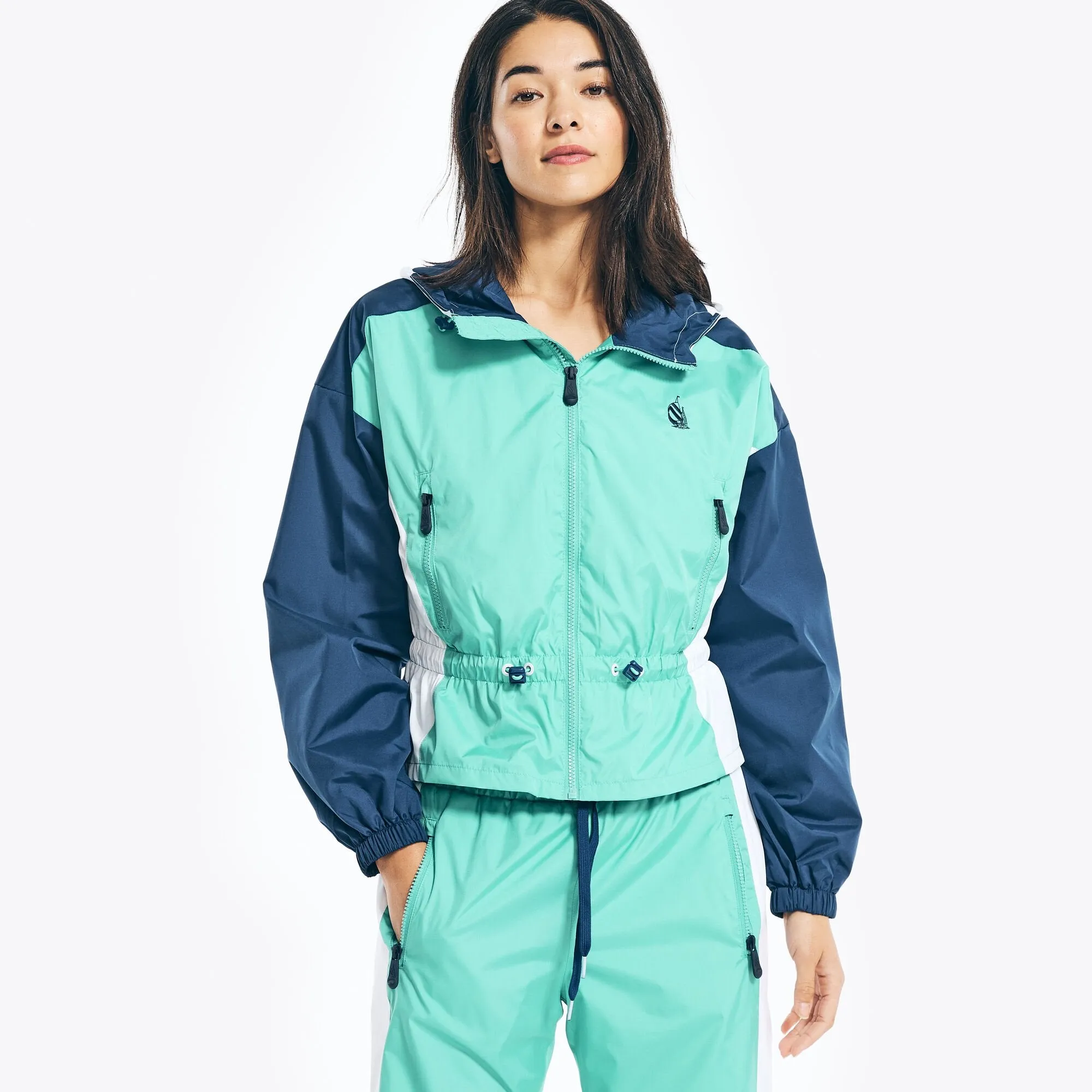 Nautica Damen Reissue Colorblock Peplum Jacke