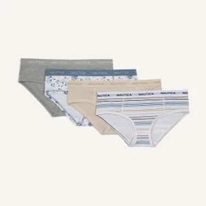Nautica Damen Stretch-Baumwoll-Hipster-Slip, 4er-Pack