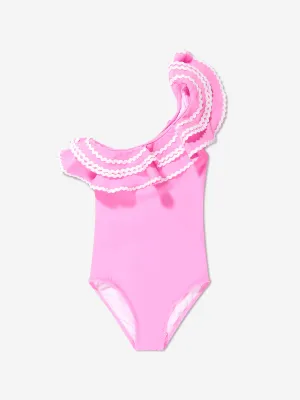 Nessi Byrd Mädchen Ein Schulter Rüschen Eliza Badeanzug in Rosa