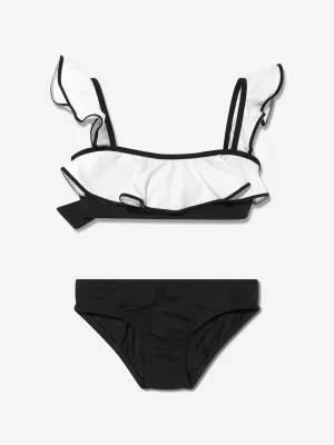 Nessi Byrd Mädchen Oppa Rüschen-Bikini in Schwarz
