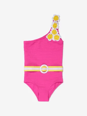 Nessi Byrd Mädchen Pinko Asymmetrischer Badeanzug in Rosa