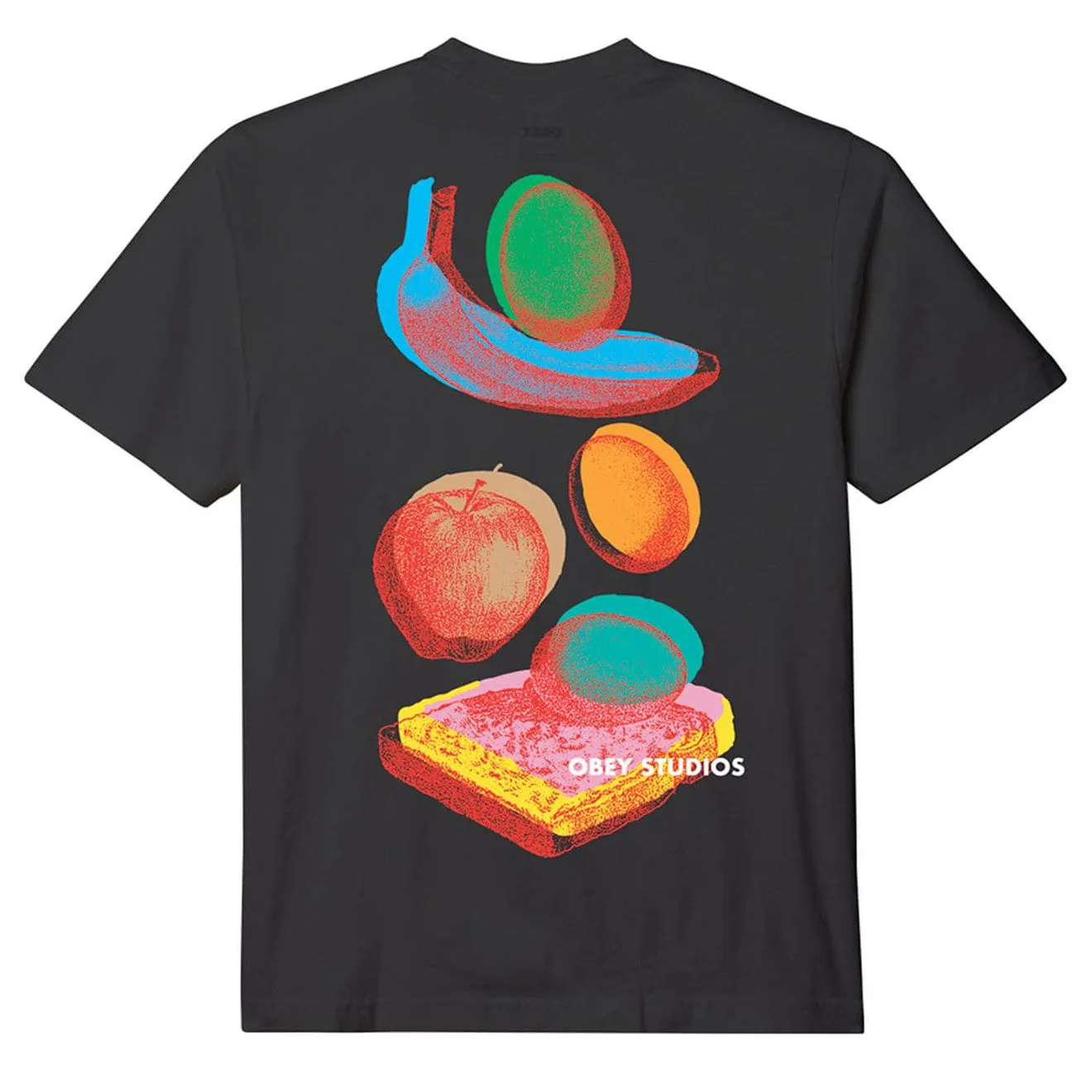 Obey Womens Falling Fruit T-Shirt Pigment Digital Schwarz