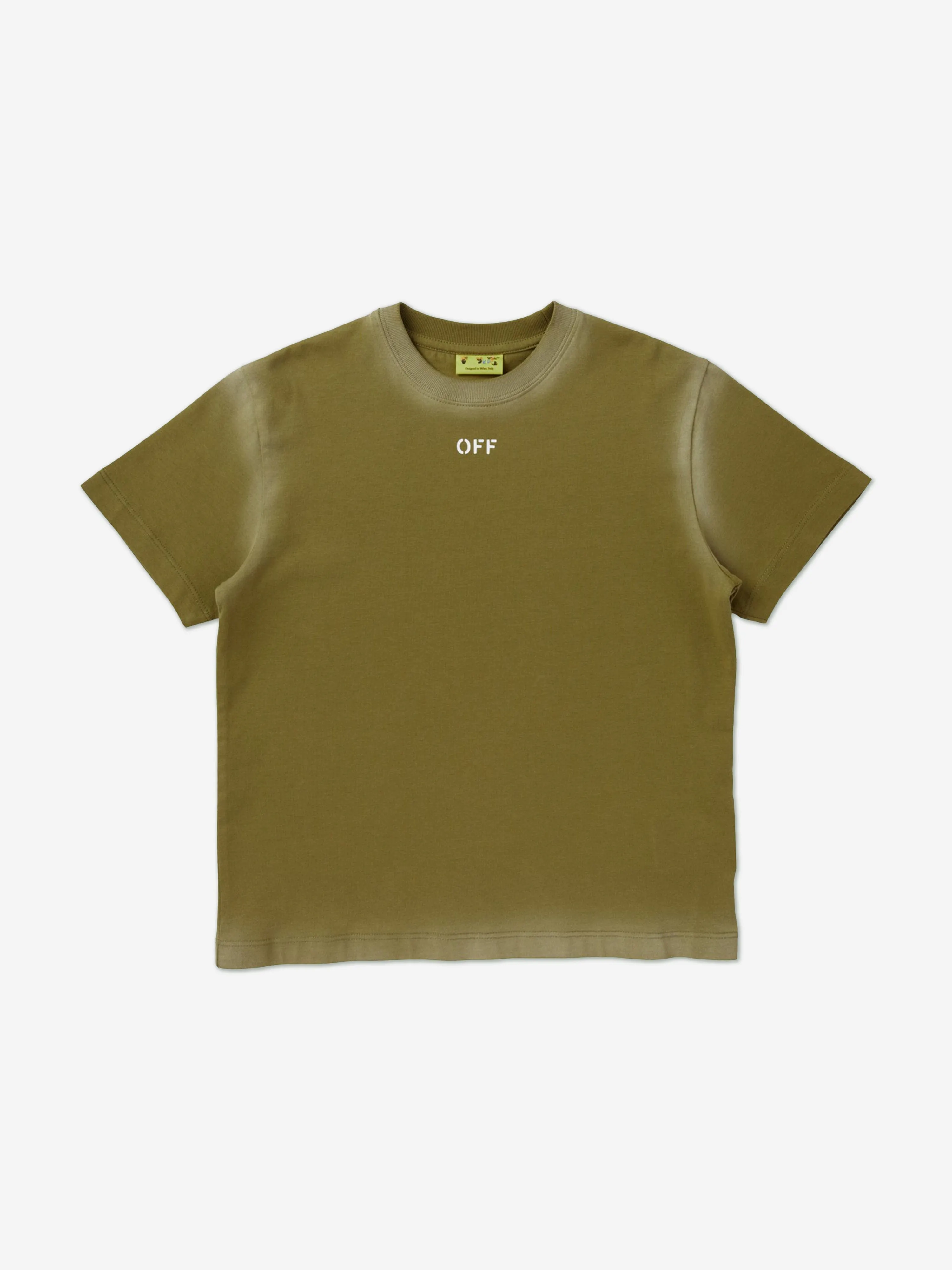 Off-White Boys Off Stamp T-Shirt in Grün