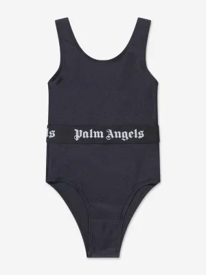Palm Angels Mädchen Logo Band Badeanzug in Schwarz