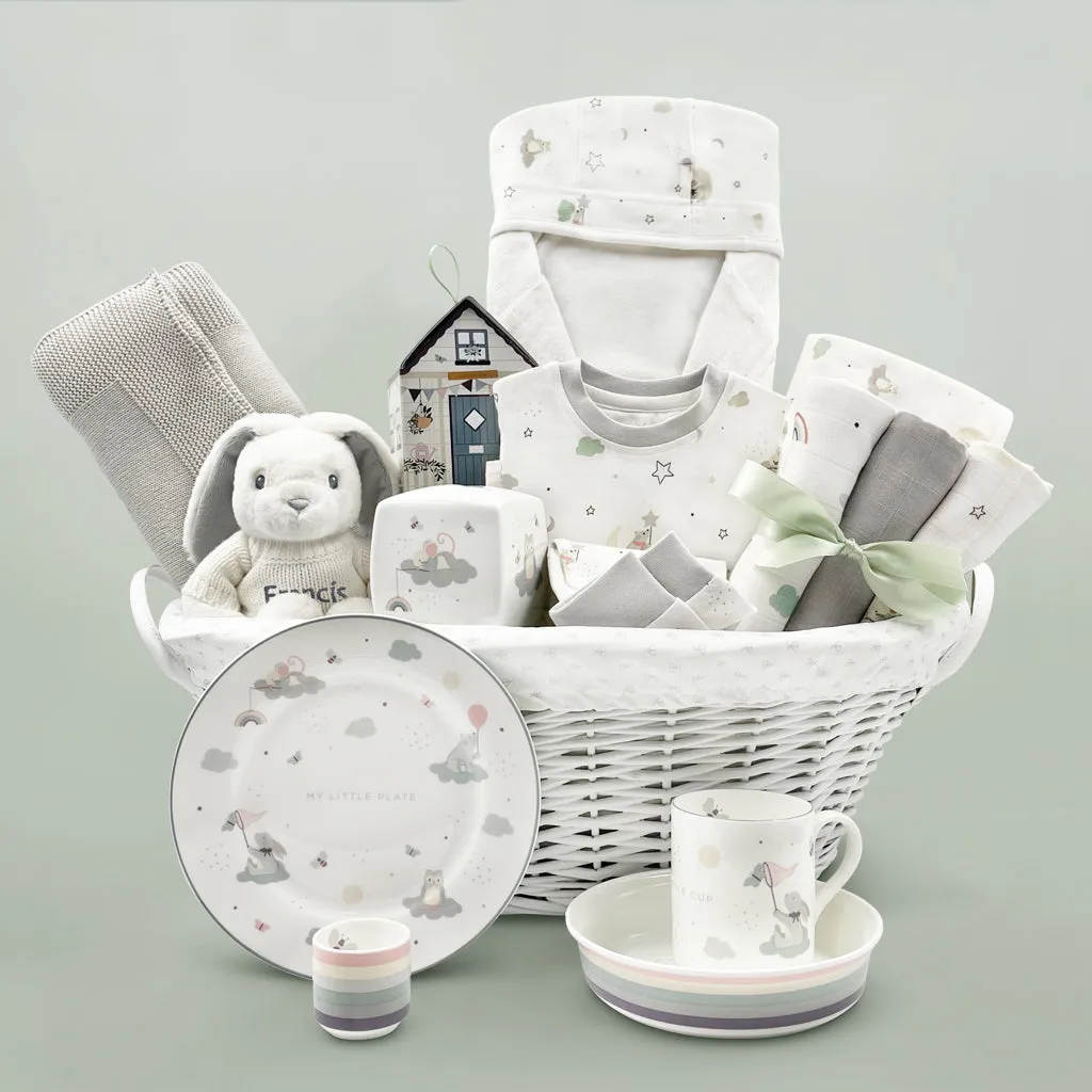 Personalisierter kleiner Luxus-Liebes-Babykorb - Neutral