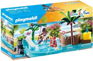 Playmobil Spielzeug PLAYMOBIL Familienspaß 70611 Kinderplanschbecken mit Rutsche, Wasserspielzeug, Für Kinder ab 4 Jahren