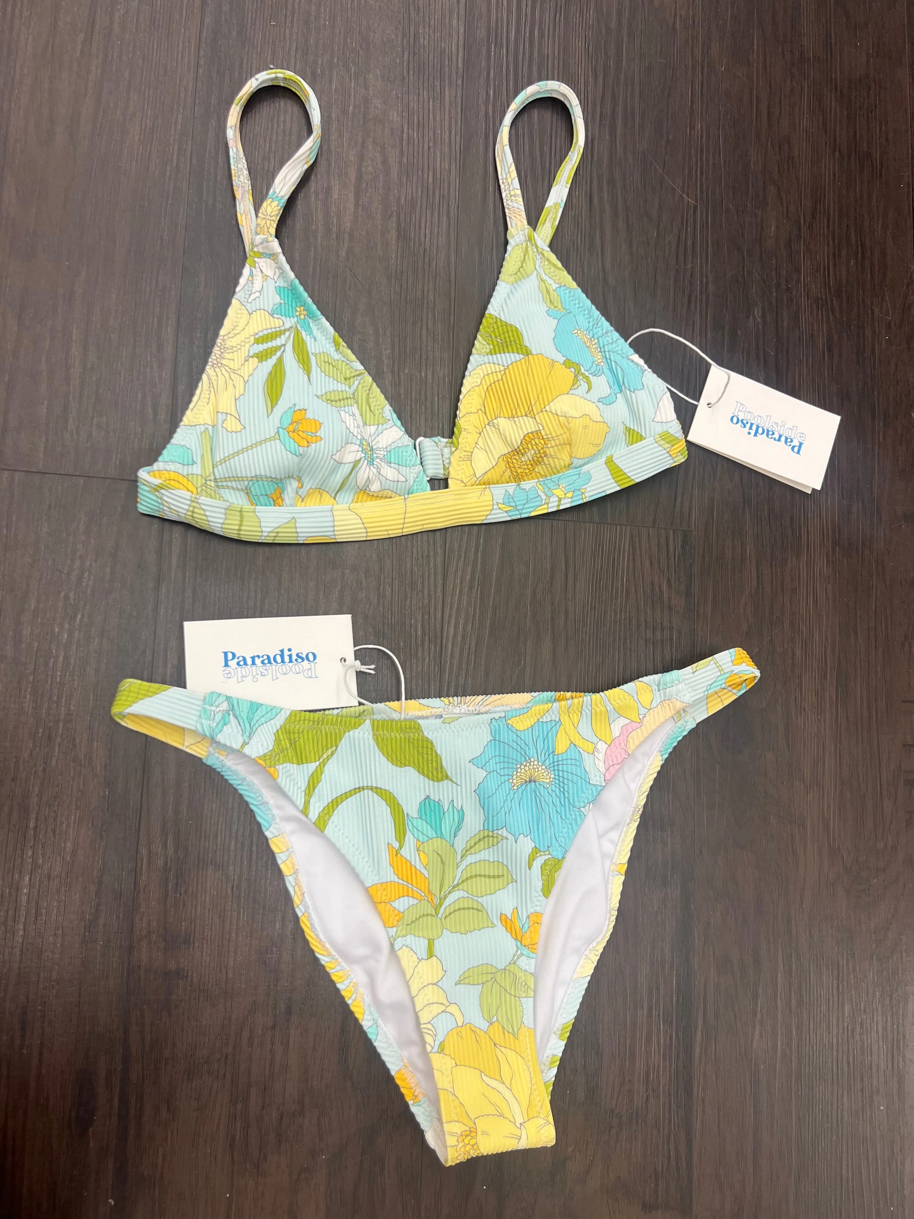POOLSIDE PARADISO Palm Springs seitlich gebundener Bikini-Boden - Sonnenblume