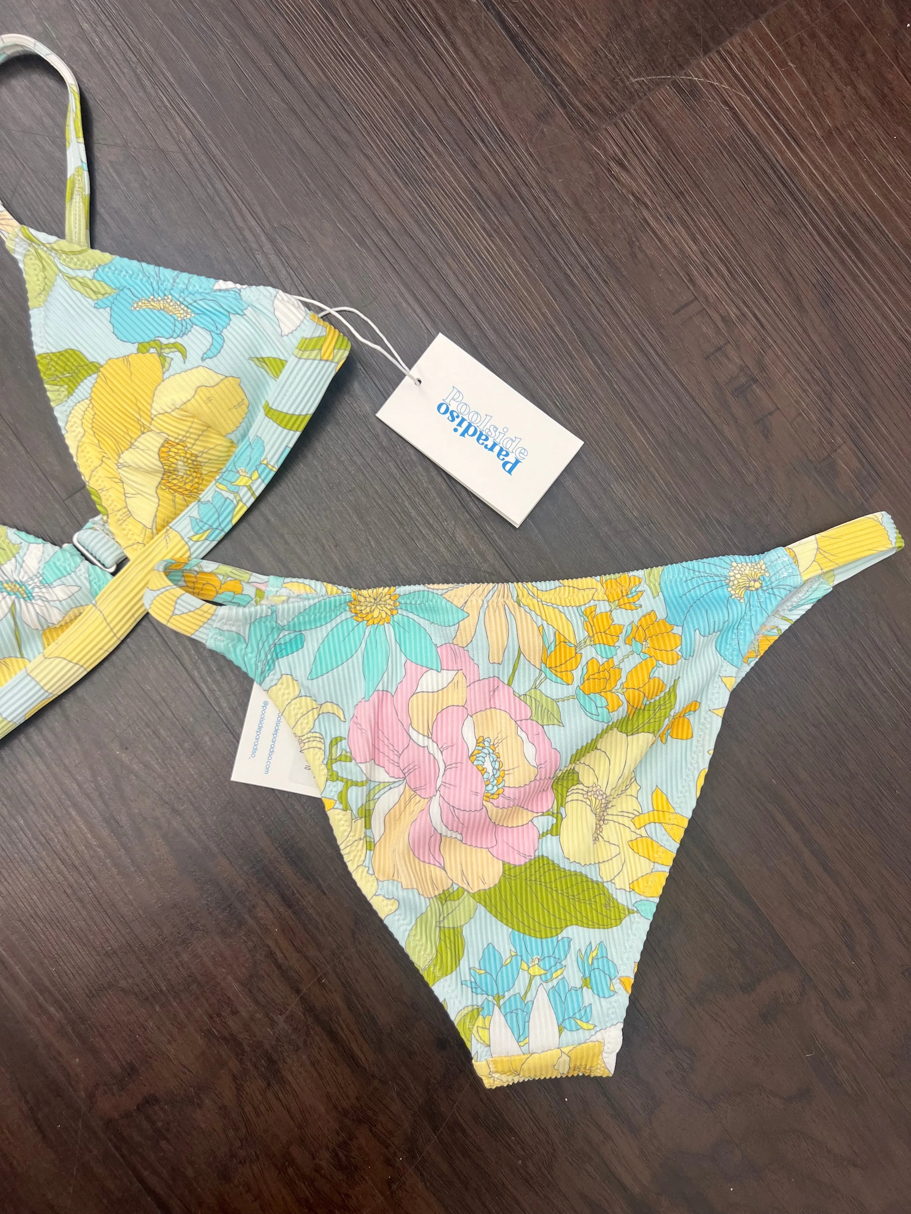 POOLSIDE PARADISO Palm Springs seitlich gebundener Bikini-Boden - Sonnenblume