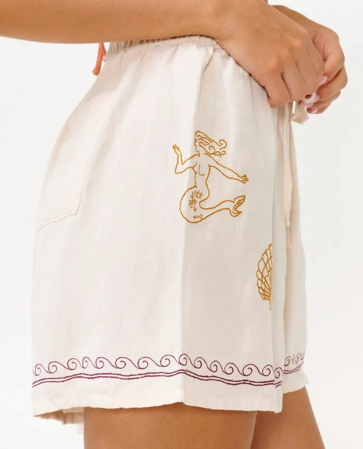 Rip Curl Beach Party Bestickte Shorts - Off White