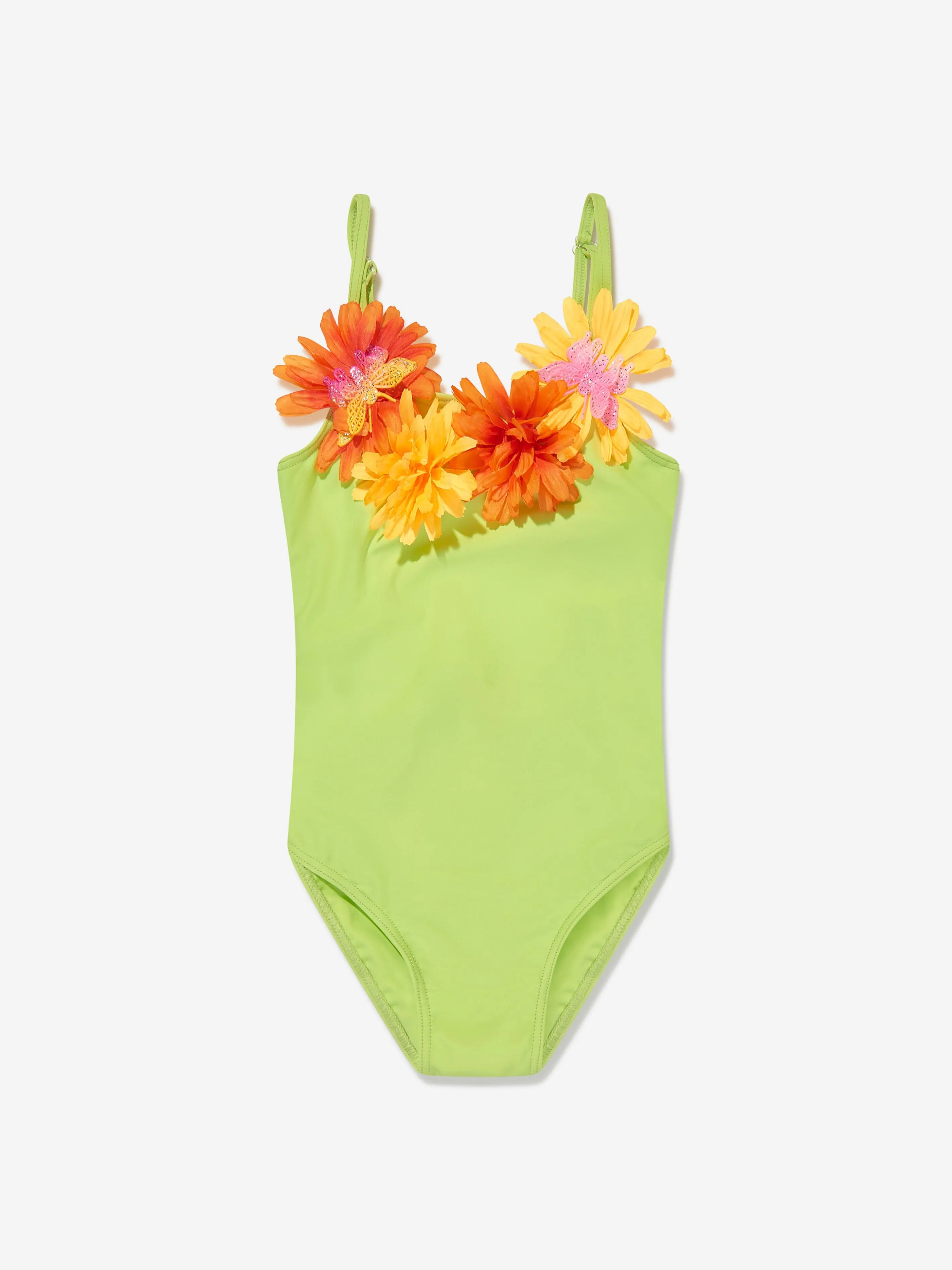 Selini Action Girl Blumen-Badeanzug in Grün