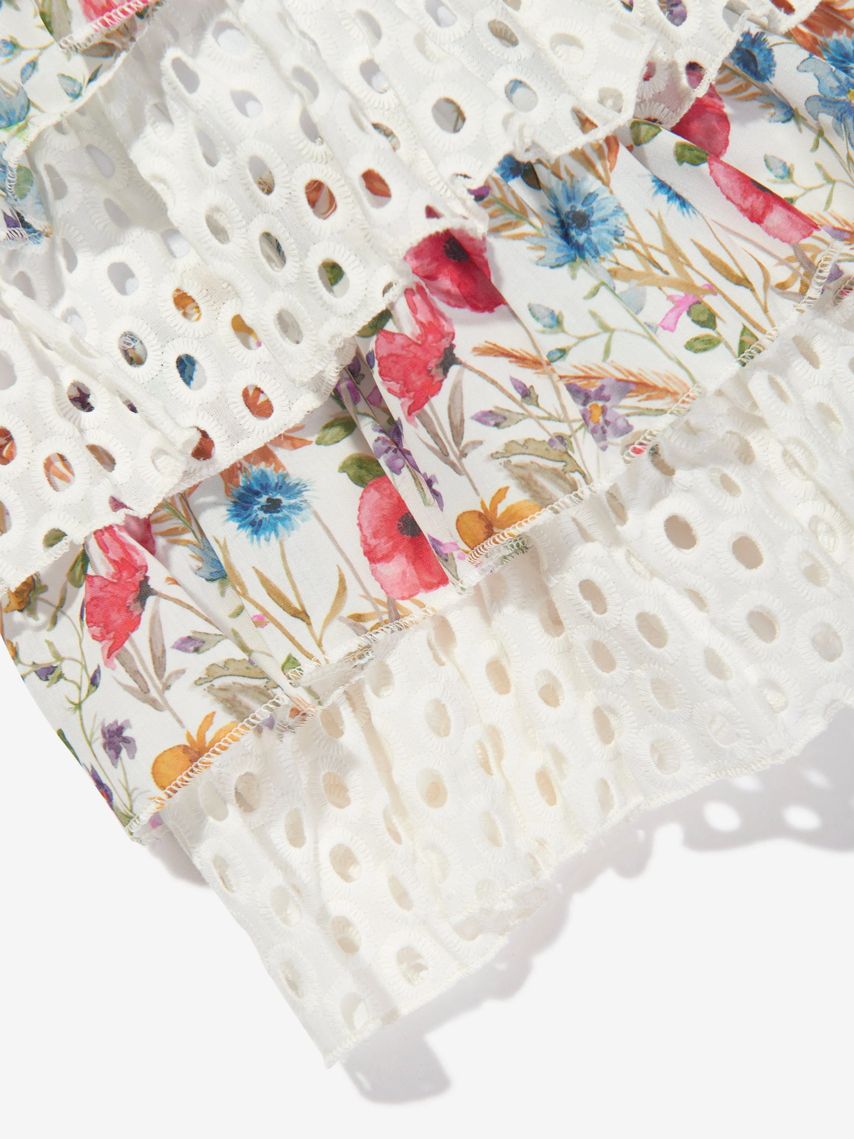 Selini Action Girls Blumen-Broderie-Anglaise-Kleid in Weiß