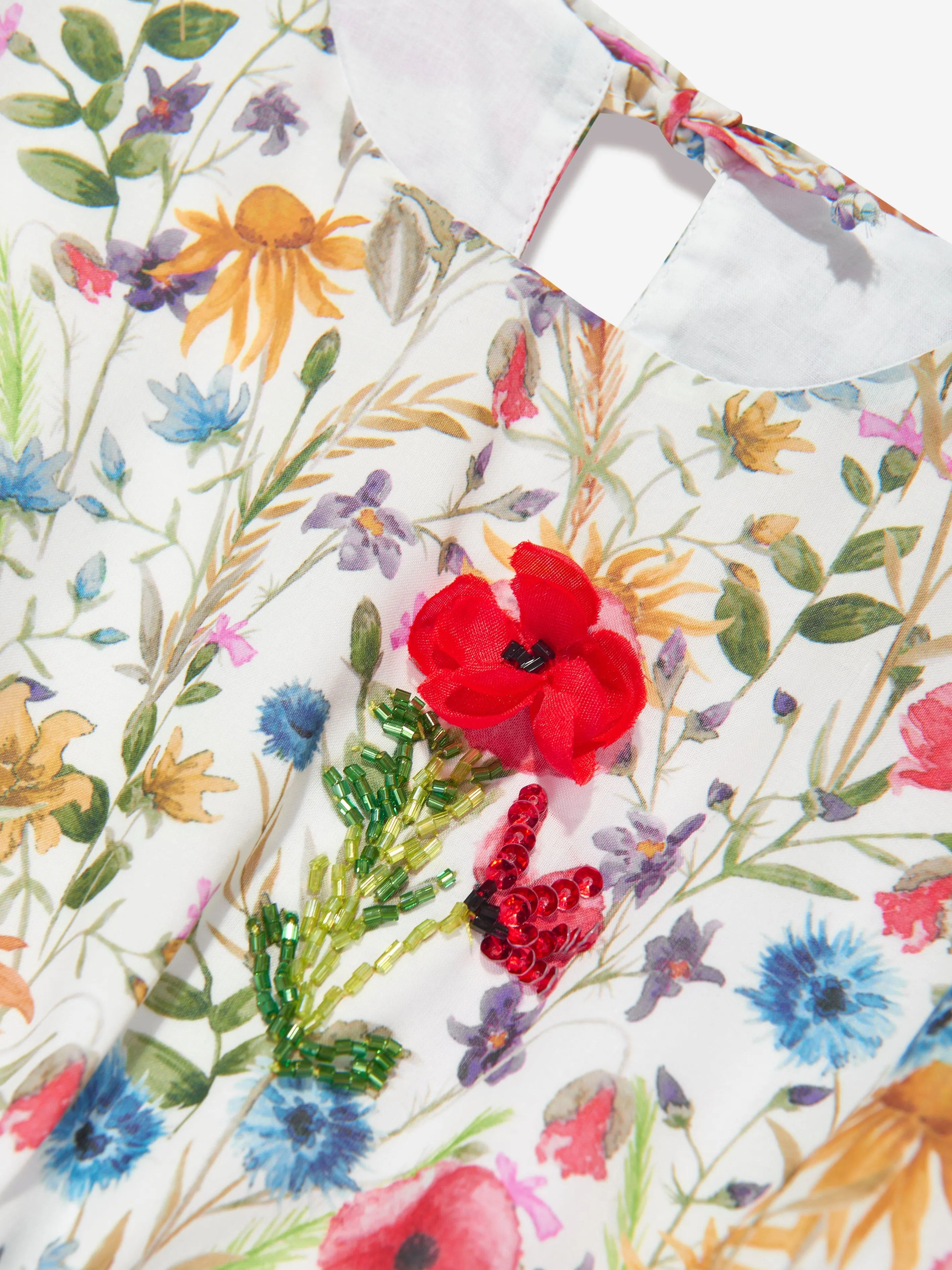 Selini Action Girls Blumen-Broderie-Anglaise-Kleid in Weiß