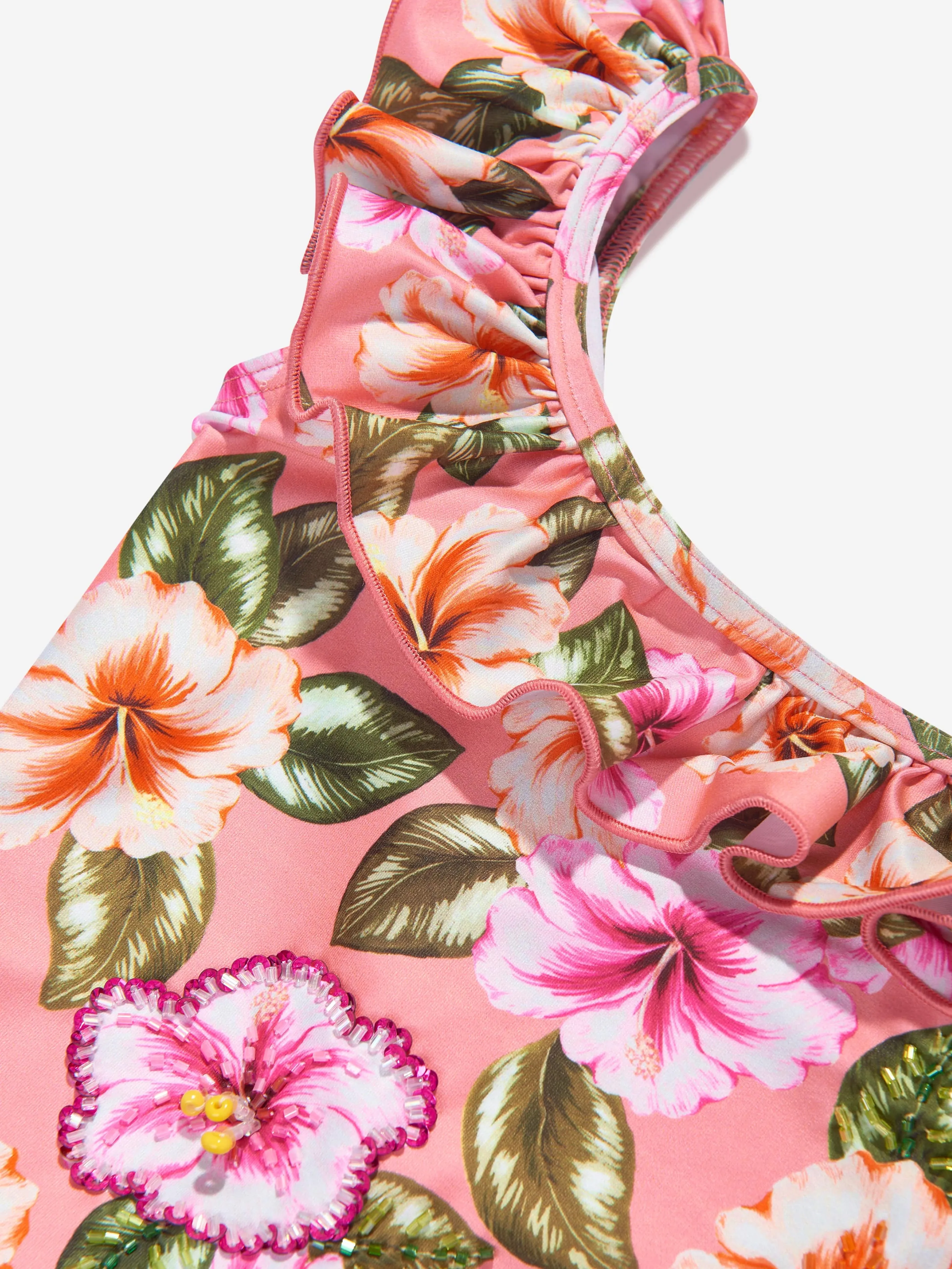 Selini Action Girls Blumen-Badeanzug in Rosa
