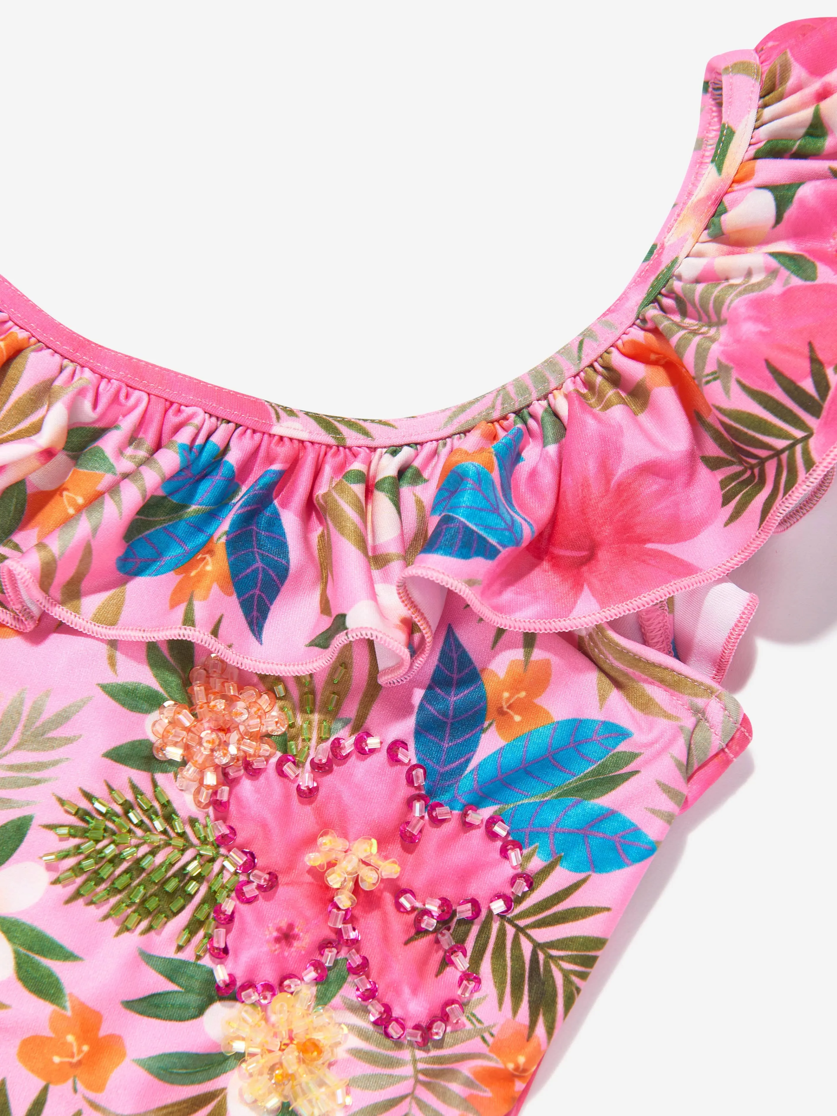Selini Action Girls Blumen-Badeanzug in Rosa