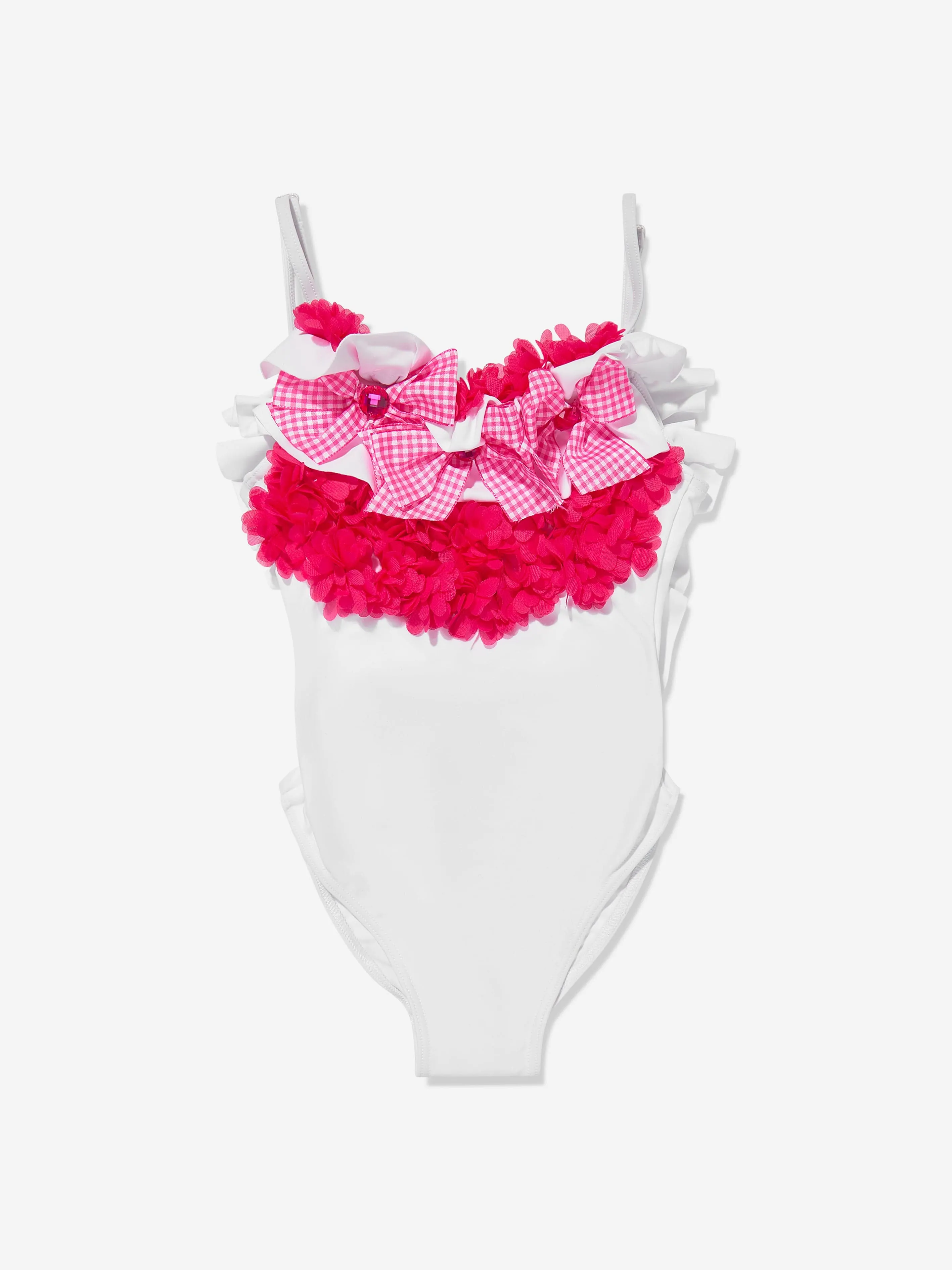 Selini Action Girls Blumen und Schleife Badeanzug in Weiß