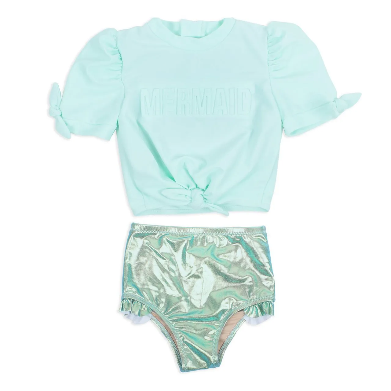 Shade Critters Puffärmel Rashguard-Set - Metallische Meerjungfrau